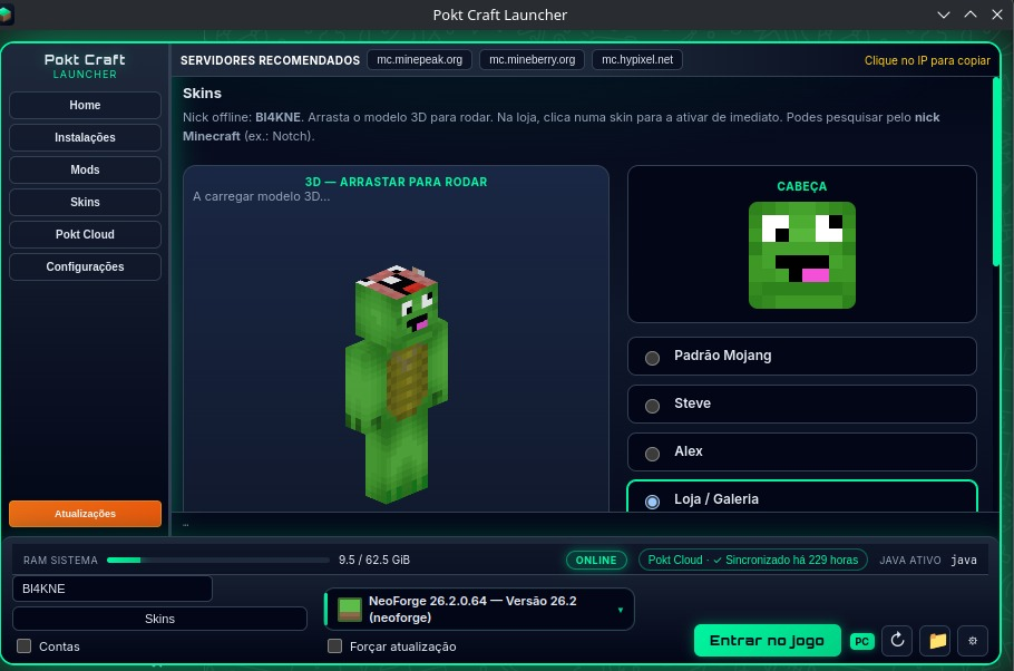 Instâncias e perfis no launcher